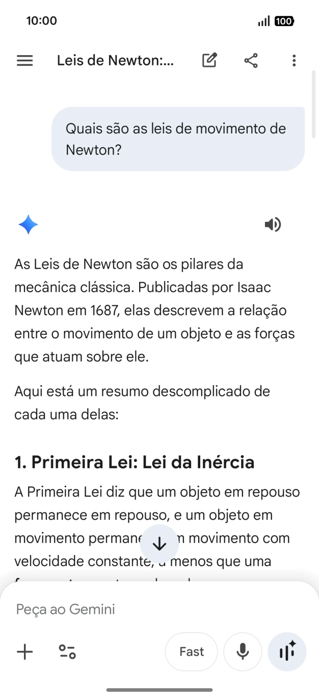 A transcrição da conversa com a Gemini Live é agora mostrada no ecrã.