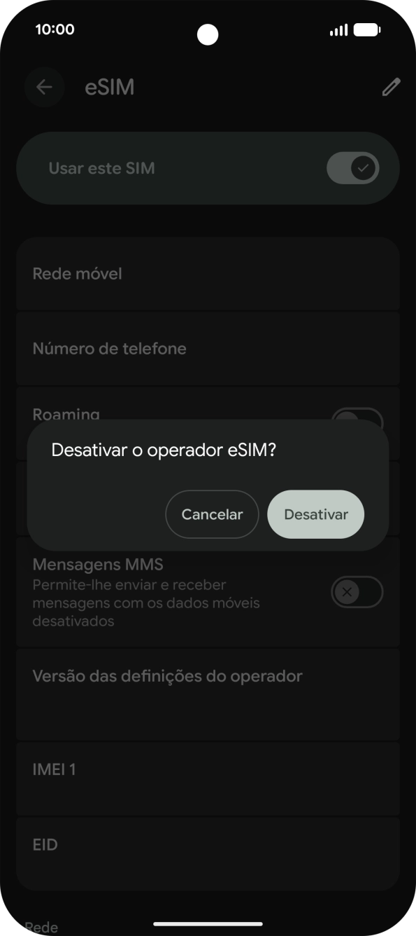 Se desativar a utilização do plano, deve premir Desativar.