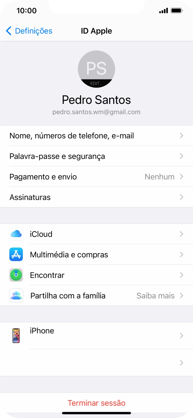 Para voltar ao ecrã inicial, deslize o dedo de baixo para cima a partir da base do ecrã.