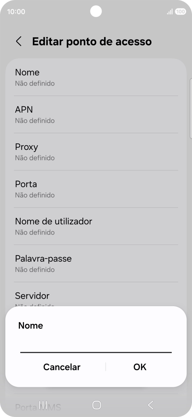 Introduza Vodafone Internet e prima OK.