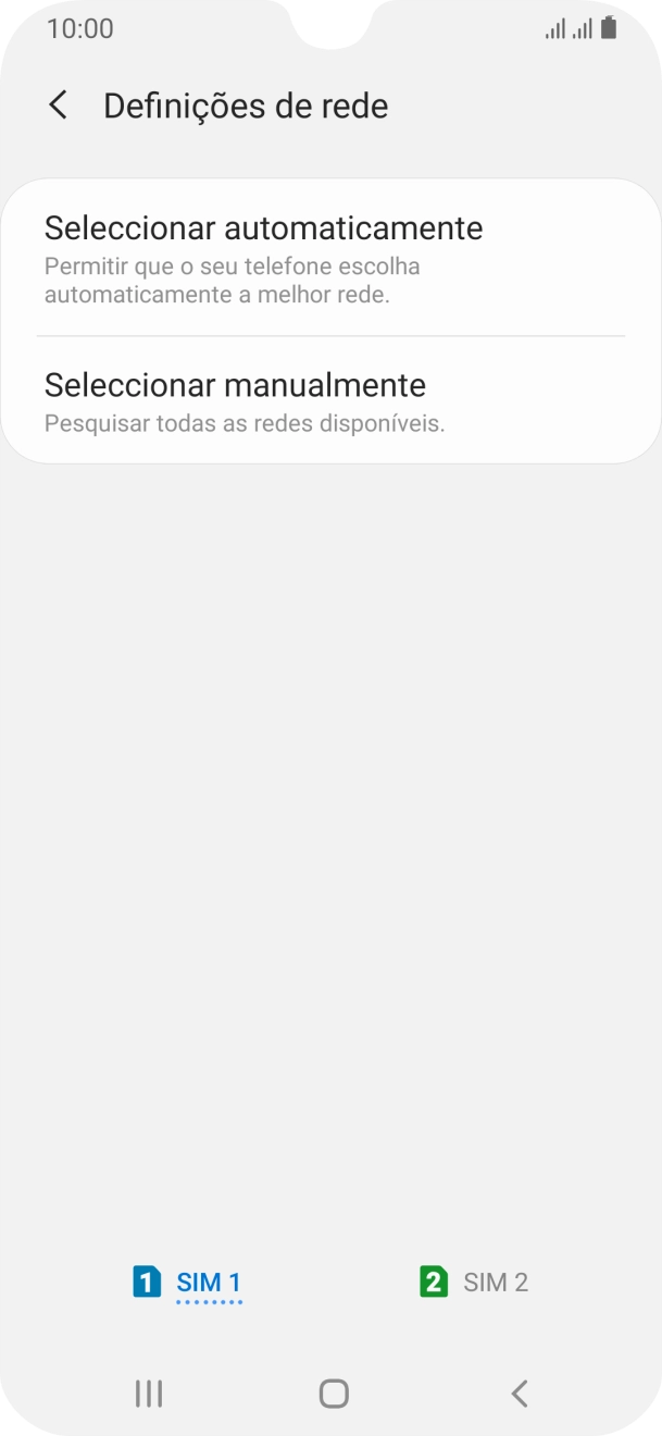 Prima o cartão SIM pretendido.