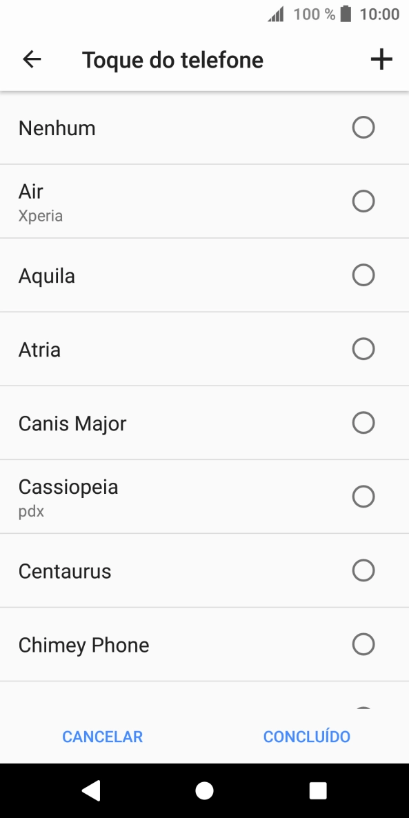 Prima o ícone para adicionar um tom de toque e vá até à pasta pretendida.