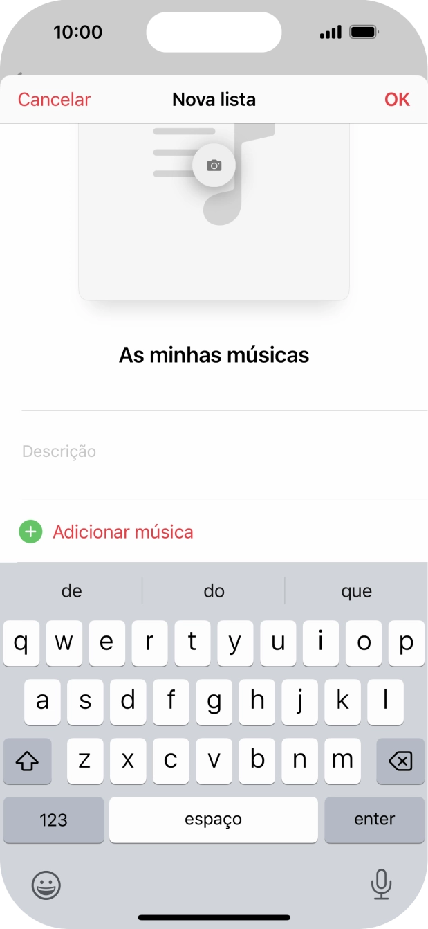 Prima Adicionar música.