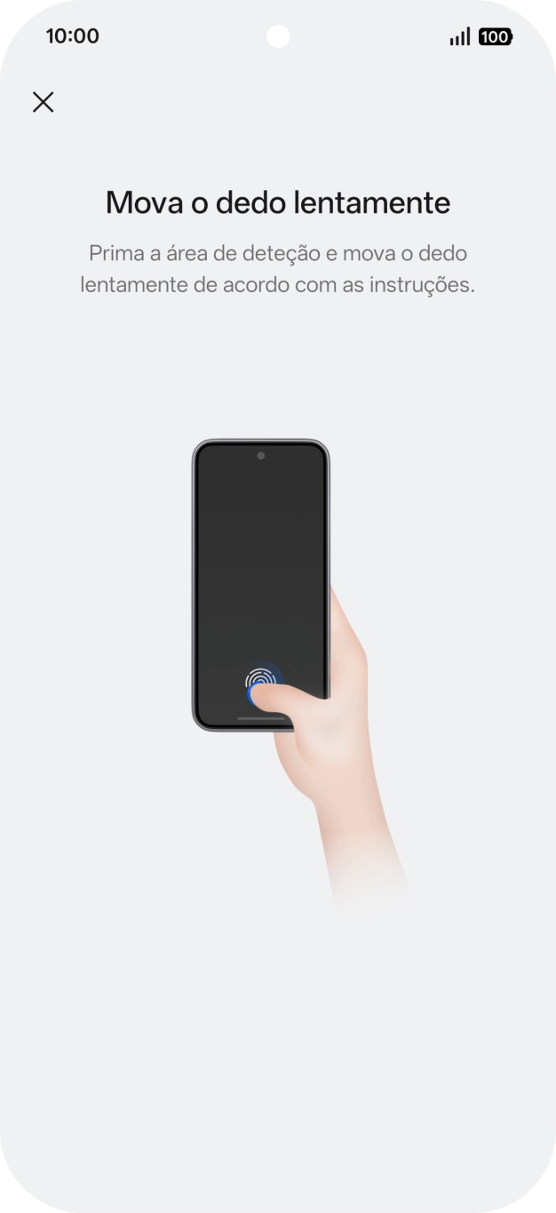 Siga as indicações no ecrã para definir a impressão digital como código de bloqueio.