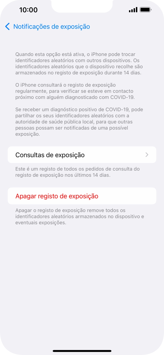 Prima Apagar registo de exposição.