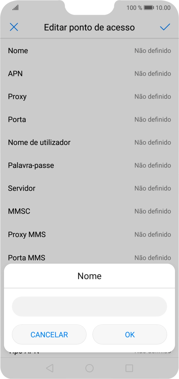 Introduza Vodafone Internet e prima OK.