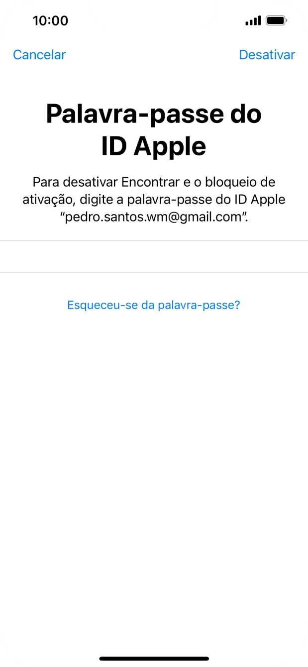 Introduza a password do ID Apple e prima Desactivar.