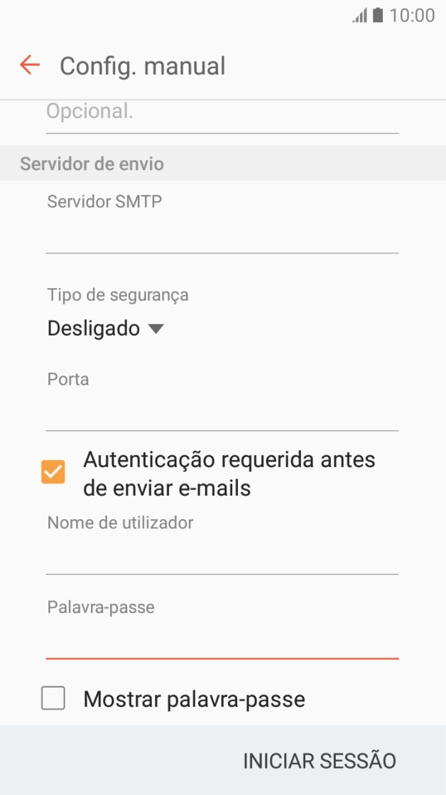 Prima INICIAR SESSÃO.