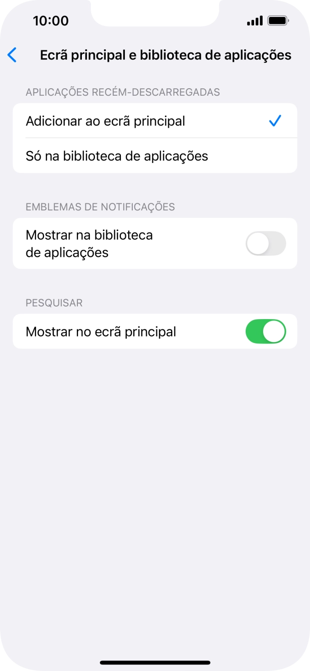 Para adicionar apps recém descarregadas ao ecrã inicial e à biblioteca de apps, deve premir Adicionar ao ecrã principal.