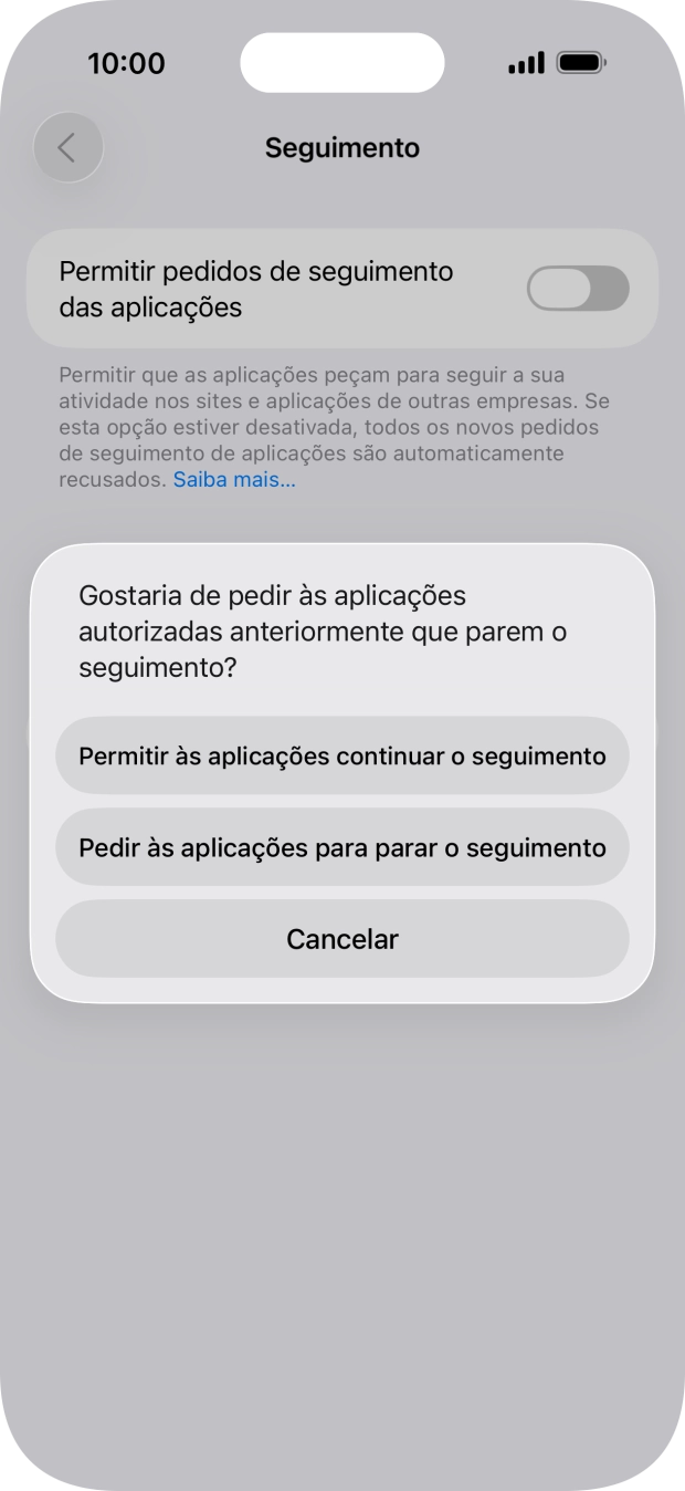 Se desativar a função, prima a definição pretendida.
