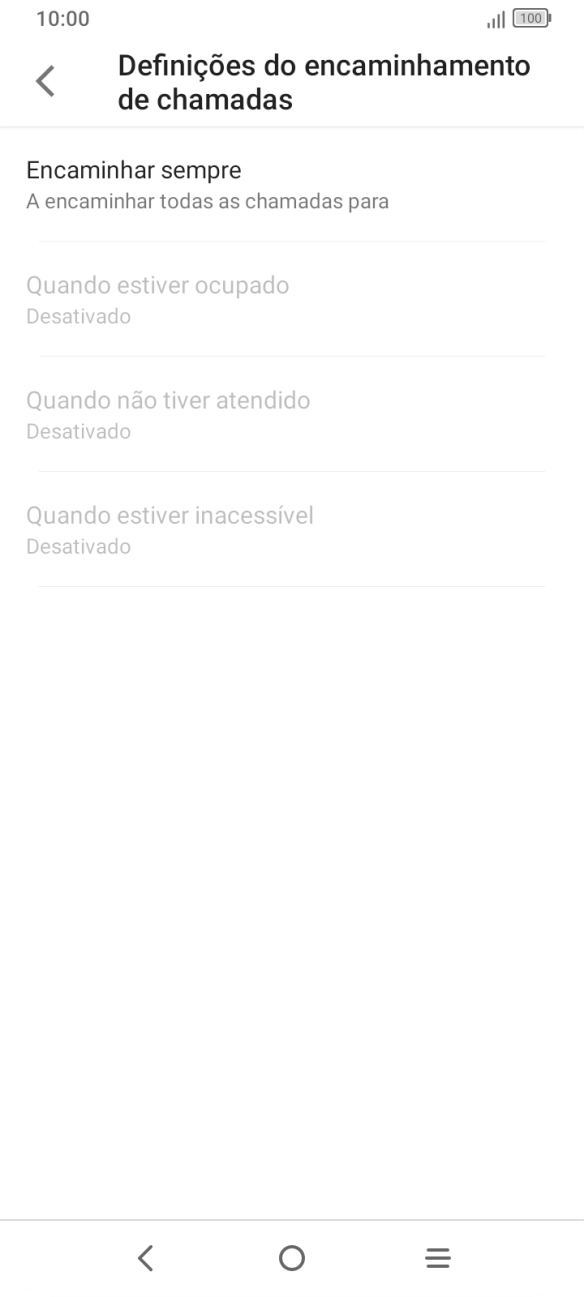 Prima o tipo de desvio pretendido.