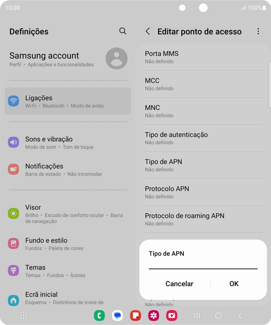 Introduza mms e prima OK.