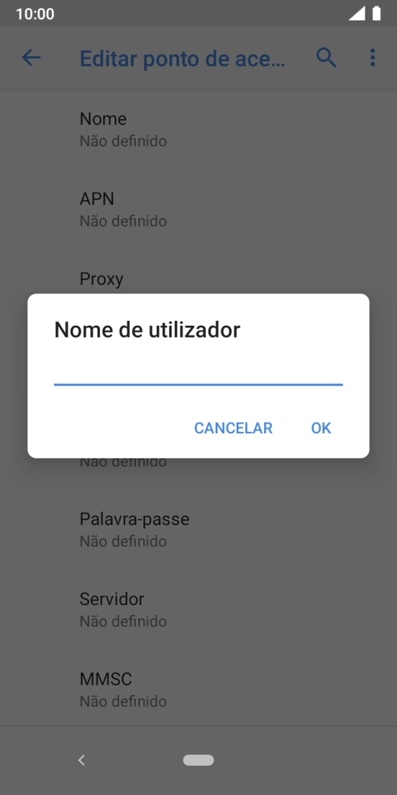 Introduza vodafone e prima OK.