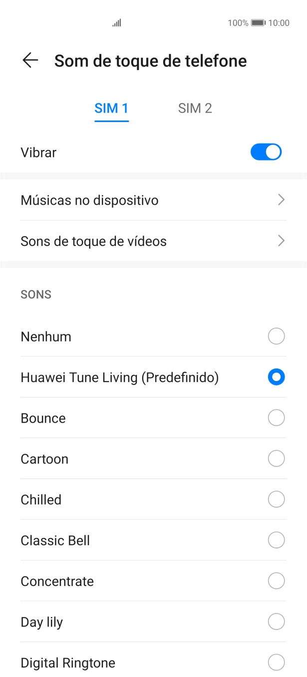 Prima Músicas no dispositivo.