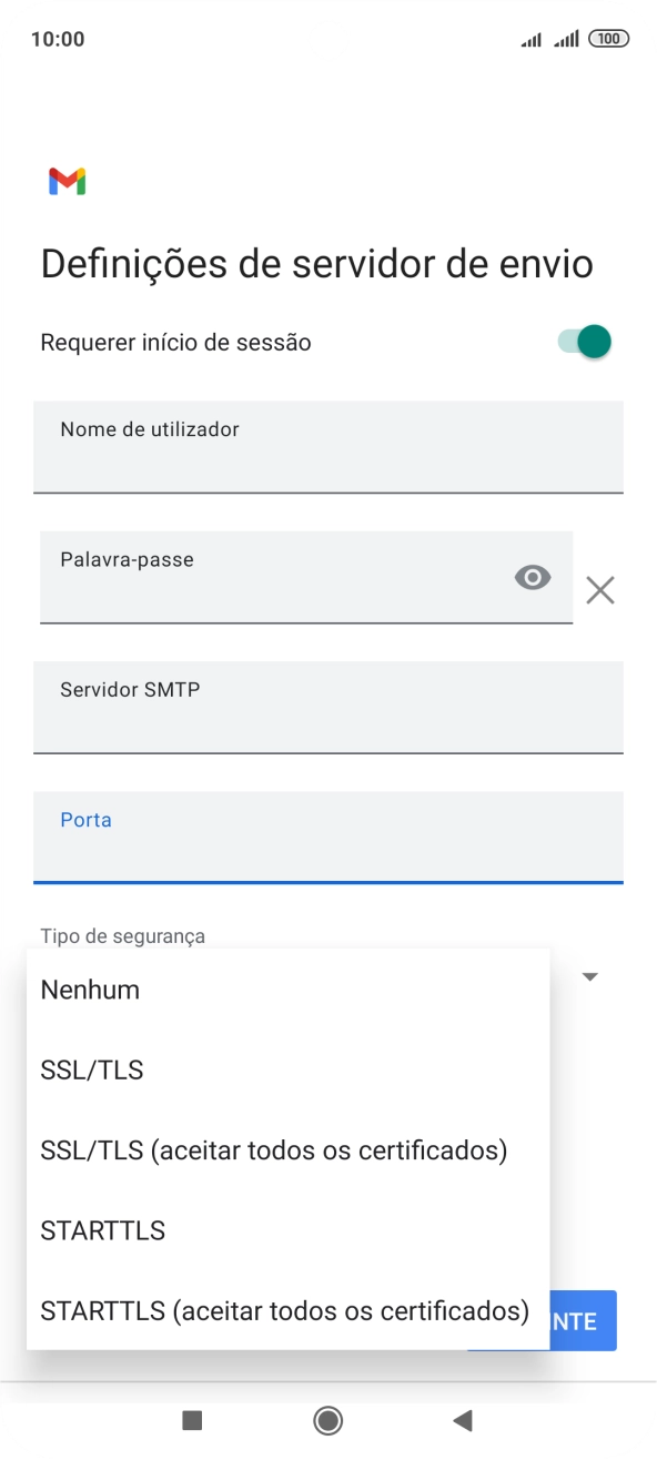 Prima Nenhum para desativar a função.