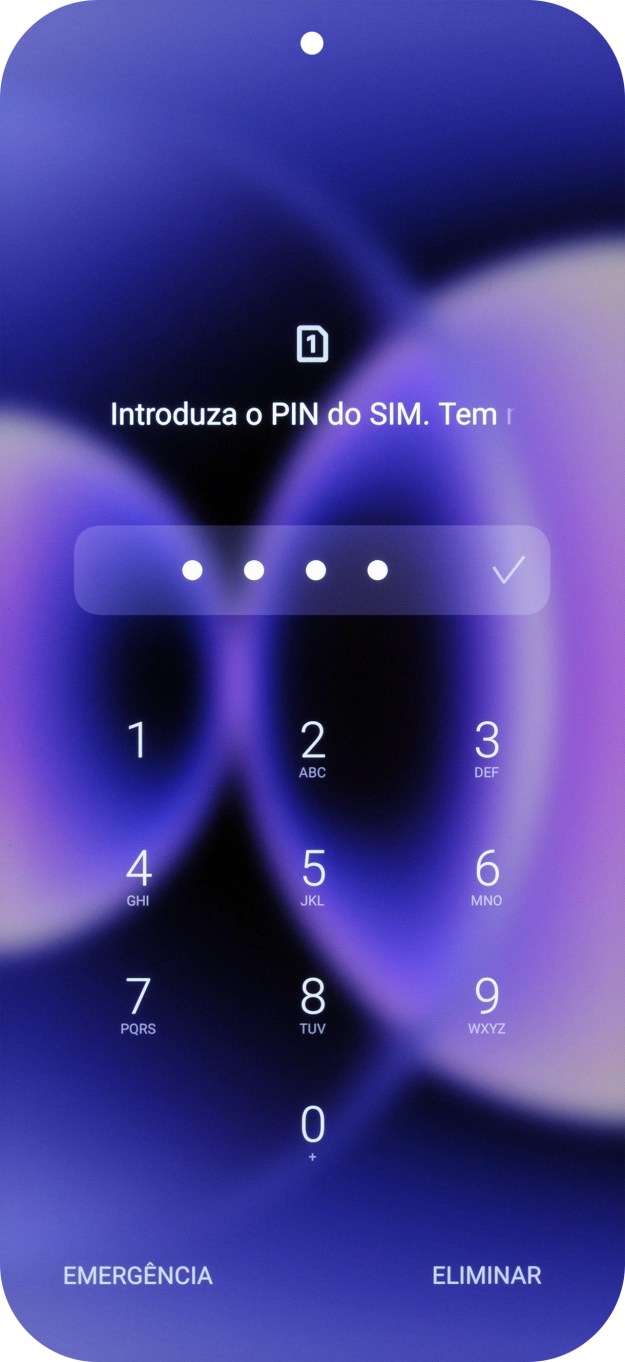 Se necessário, introduza o código PIN e prima o ícone para aceitar.