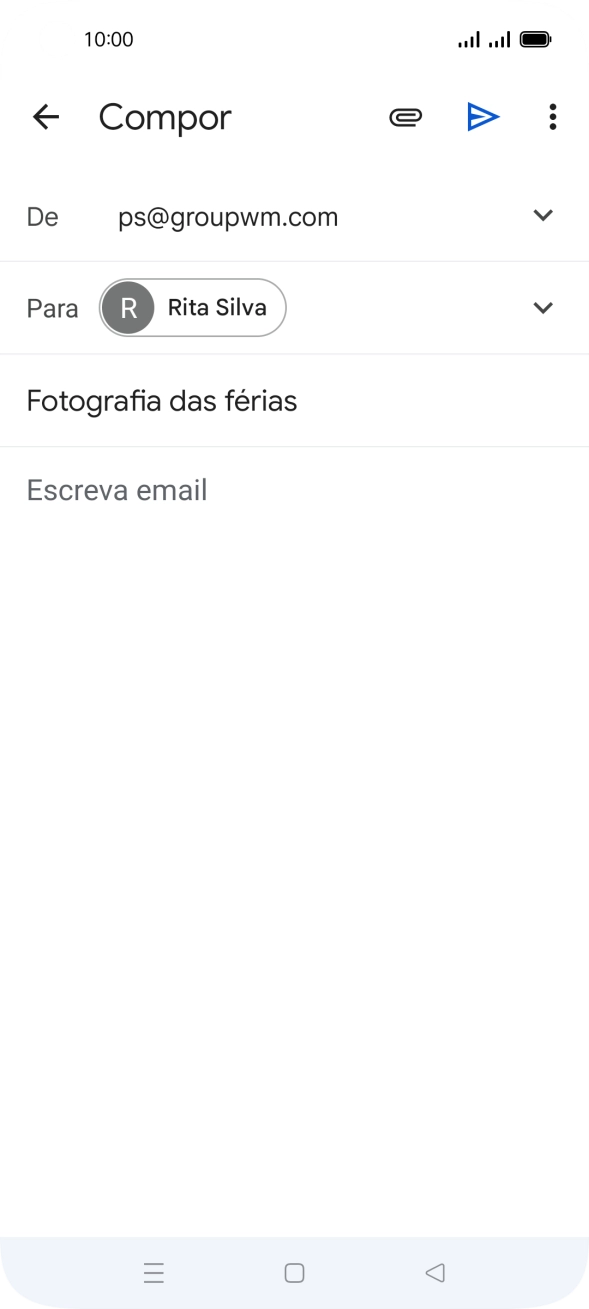 Prima o campo de escrita e escreva o texto do e-mail.