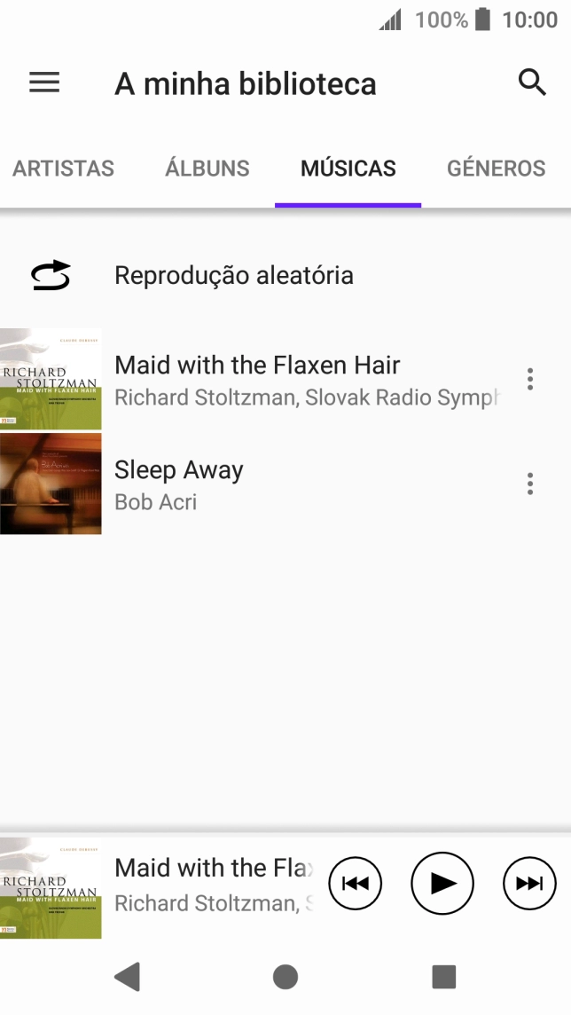 Prima o ficheiro de música pretendido.
