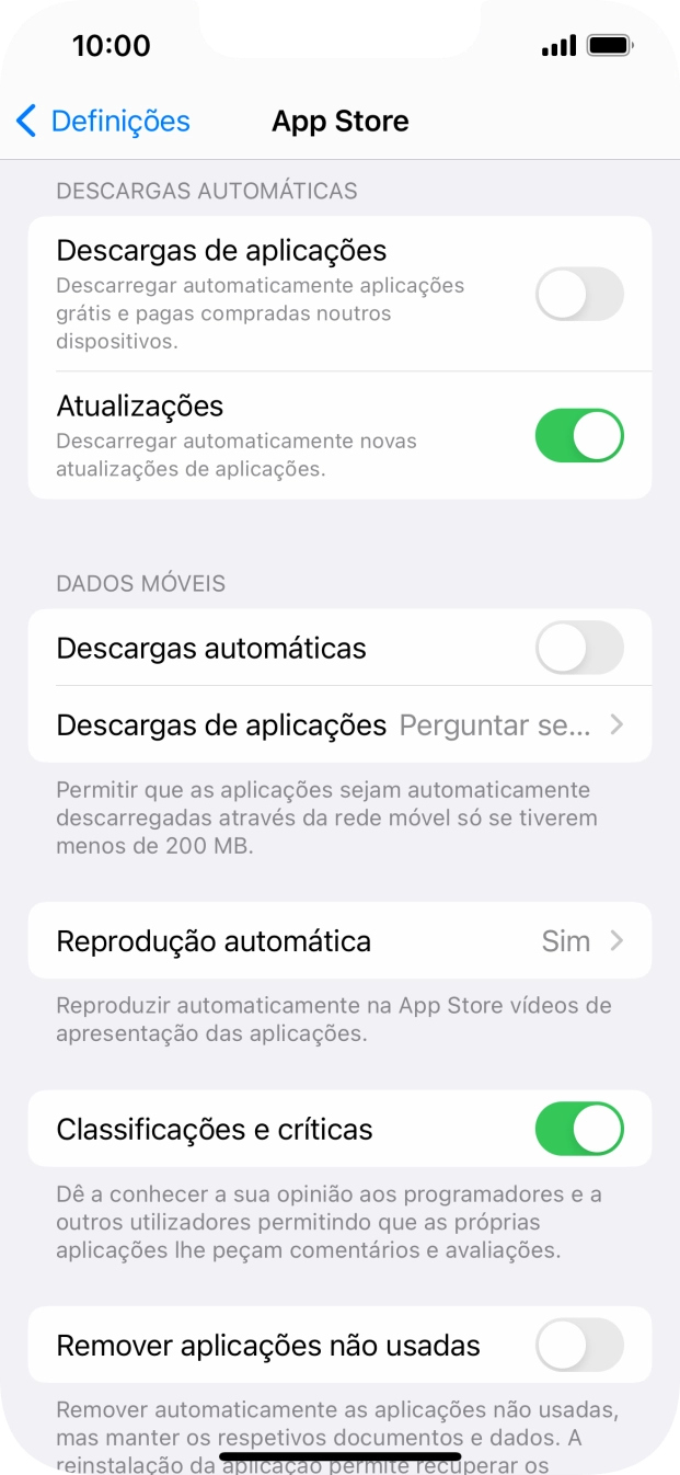 Prima o indicador junto aos tipos de conteúdo pretendidos para ativar ou desativar a função.