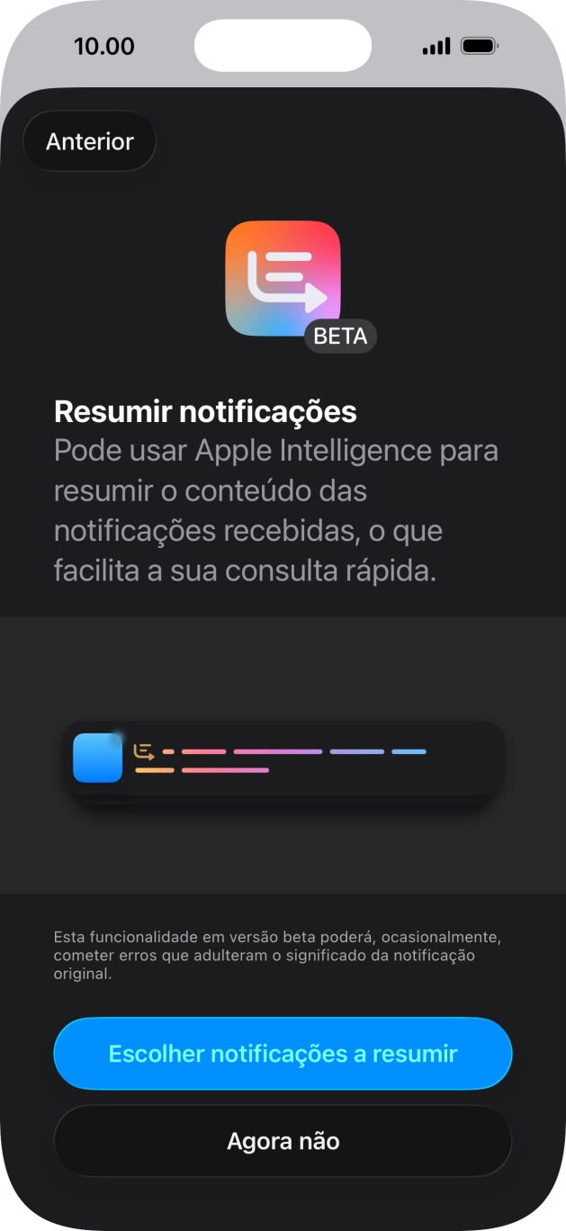 Se ativar a função, siga as indicações no ecrã para escolher mais definições.