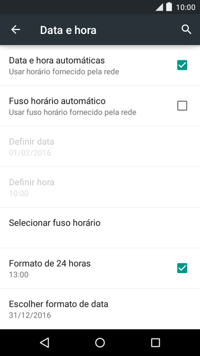 Prima Fuso horário automático para ativar a função.