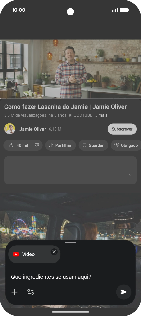 Siga as indicações no ecrã para escrever ou ditar a pergunta pretendida para o vídeo.