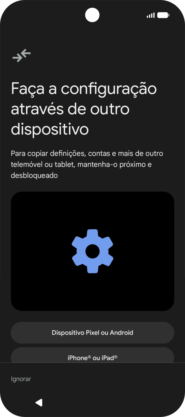 É possível transferir conteúdo de outro telefone quando o telefone for ativado antes da primeira utilização e quando o telefone tiver sido reiniciado. Quando esta imagem for mostrada no ecrã, o telefone está pronto para transferir conteúdo de outro telefone.