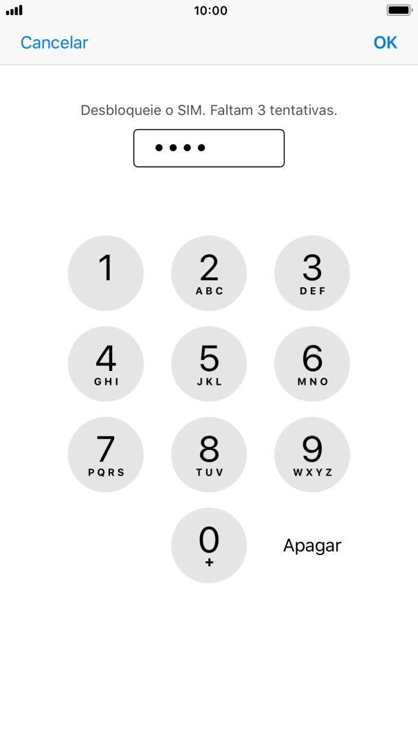 Introduza o seu código PIN e prima OK.