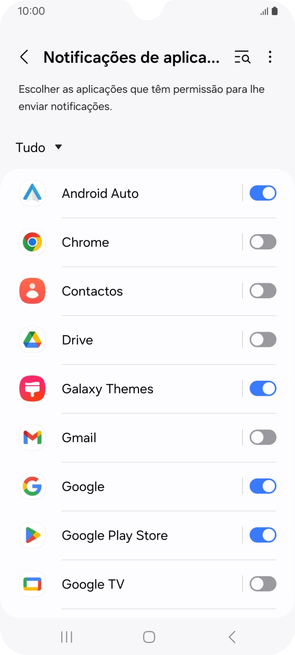 Prima o indicador junto às apps pretendidas para ativar ou desativar a função.