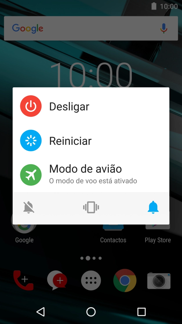 Prima o ícone de perfil silencioso para ativar o perfil silencioso.
