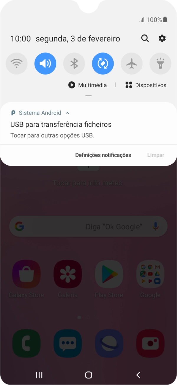 Prima Tocar para outras opções USB..