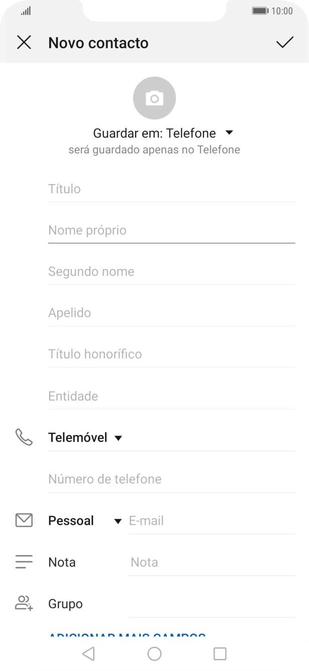 Prima Nome próprio e introduza o nome pretendido.