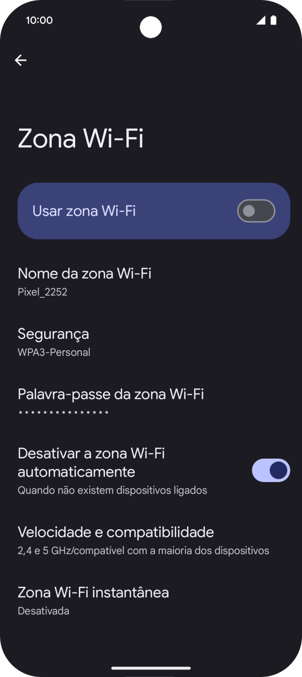 Prima Palavra-passe da zona Wi-Fi e introduza a password pretendida.