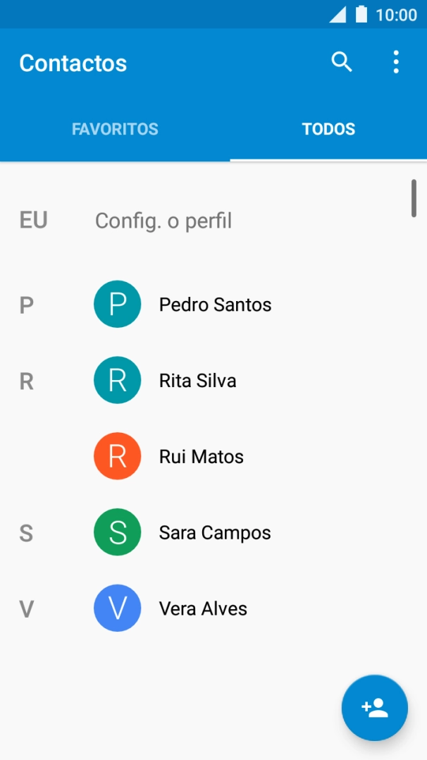 Prima o ícone de novo contacto.