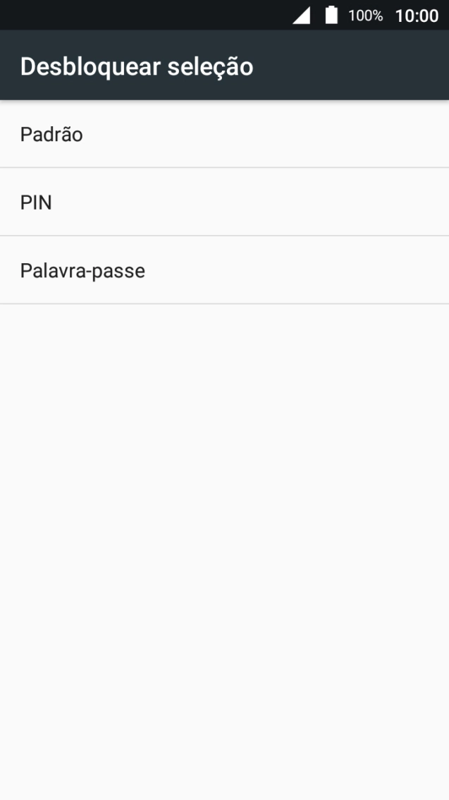 Prima Padrão e siga as indicações no ecrã para estabelecer um código de bloqueio adicional.