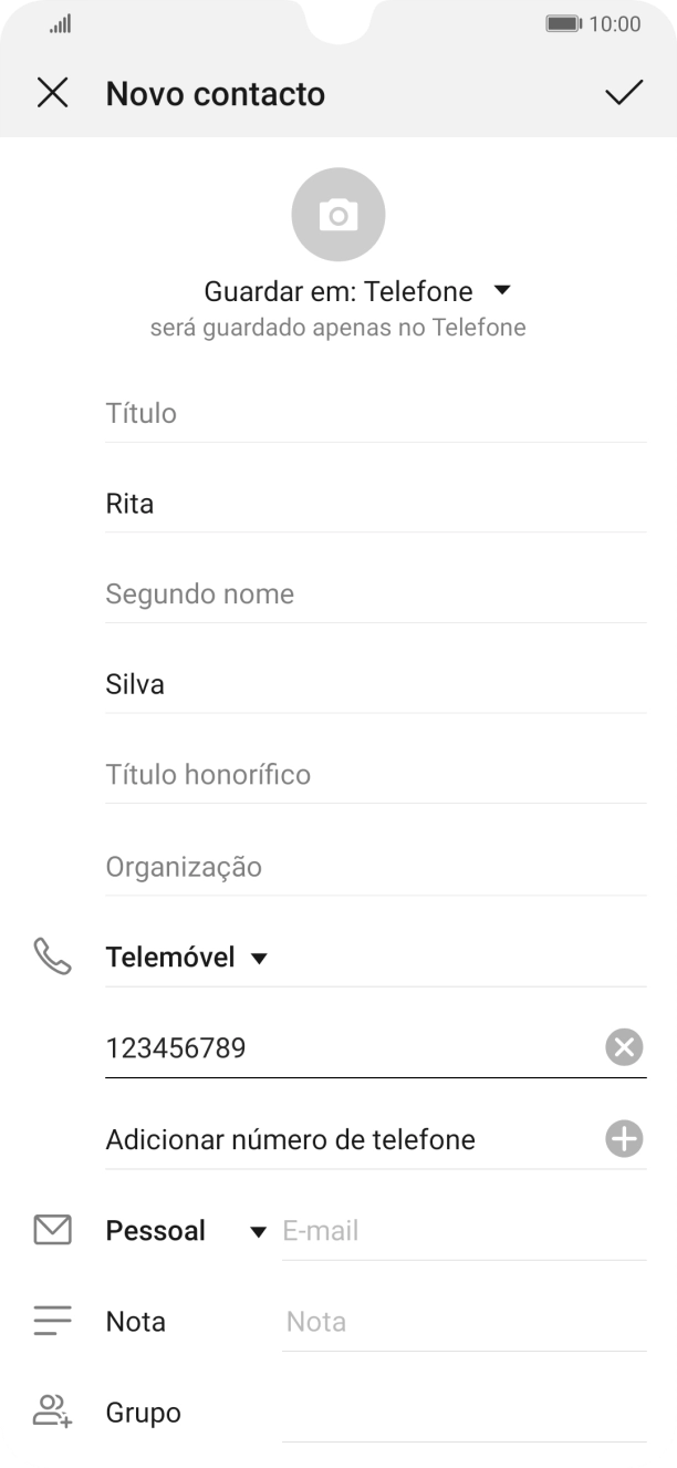 Prima o ícone para aceitar.