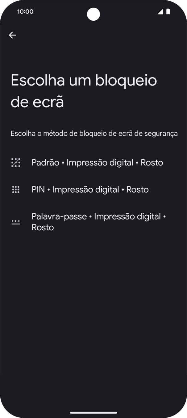 Prima o código de bloqueio do telefone pretendido e siga as indicações no ecrã para estabelecer um código de bloqueio adicional.