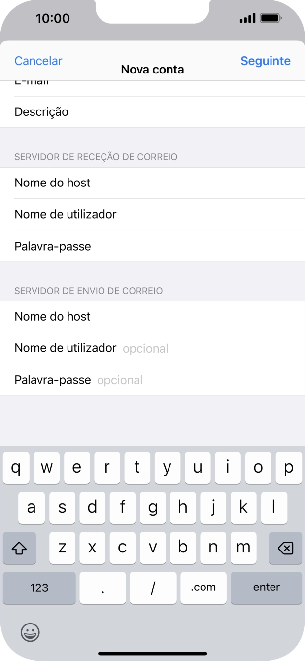 Prima Nome de utilizador e introduza o nome de utilizador da sua conta de e-mail.