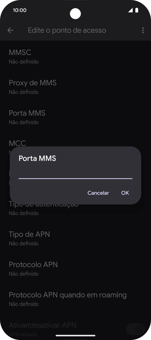 Introduza 80 e prima OK.