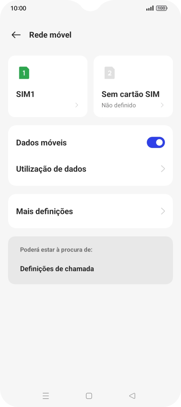 Prima o nome do cartão SIM.