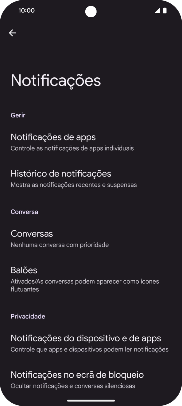 Prima Notificações de apps.