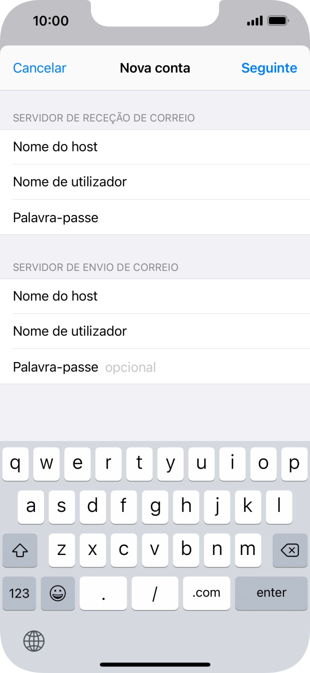 Prima Palavra-passe e introduza a password da sua conta de e-mail na Vodafone.