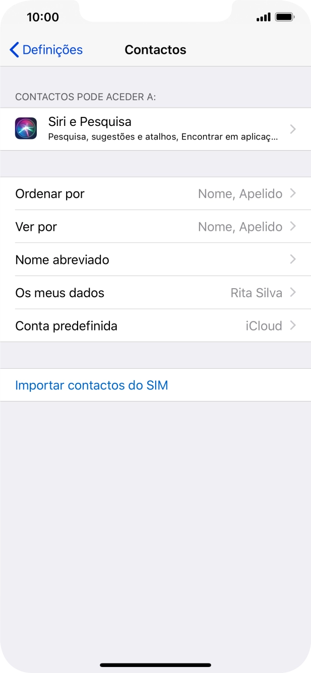 Prima Importar contactos do SIM.
