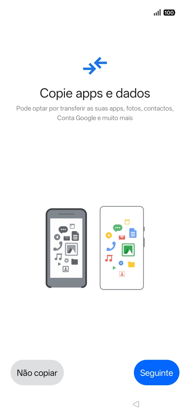 Prima Não copiar e siga as indicações no ecrã para terminar a ativação.