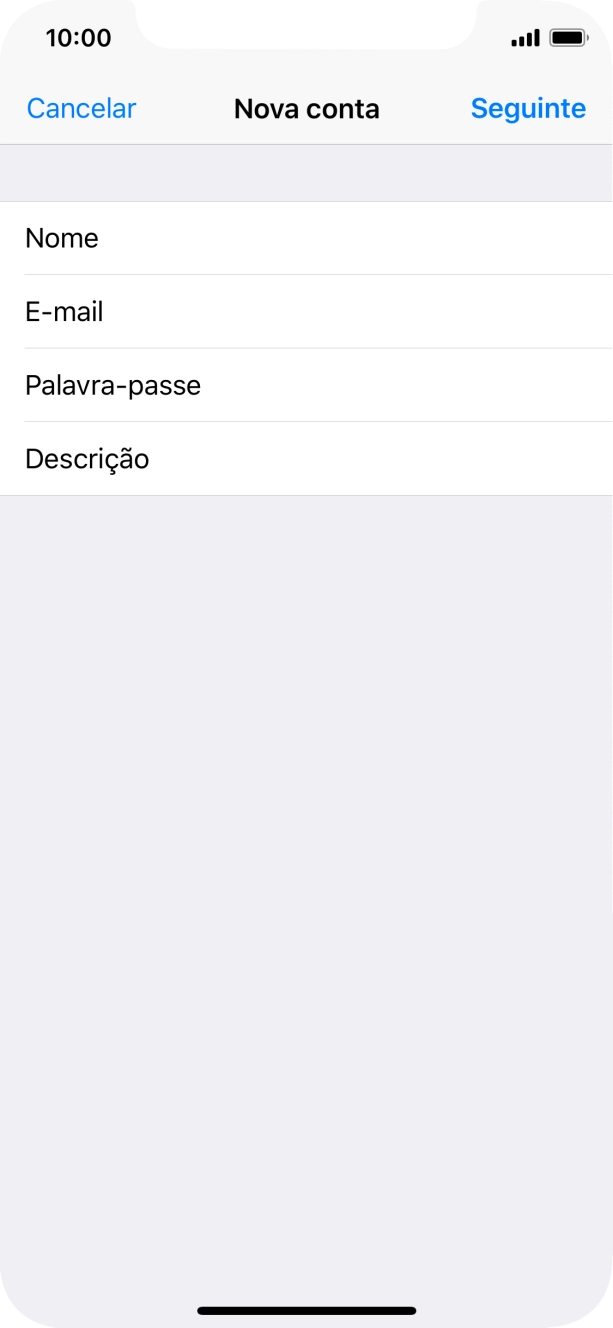 Prima Descrição e introduza o nome pretendido da conta de e-mail.