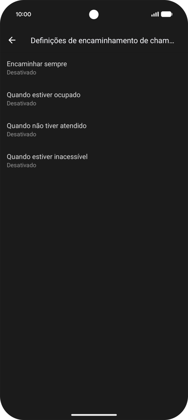 Prima o tipo de desvio pretendido.