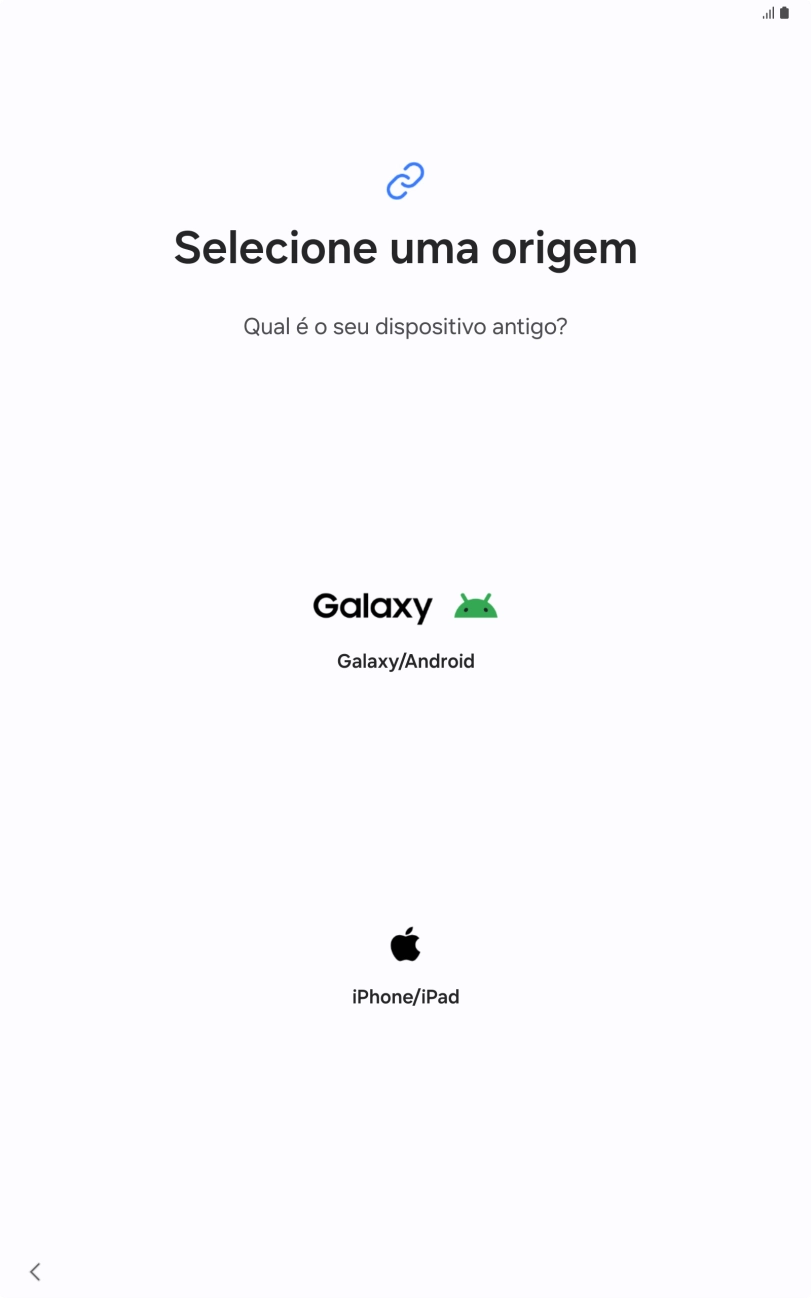 Prima a definição pretendida e siga as indicações no ecrã para transferir conteúdo de outro dispositivo.