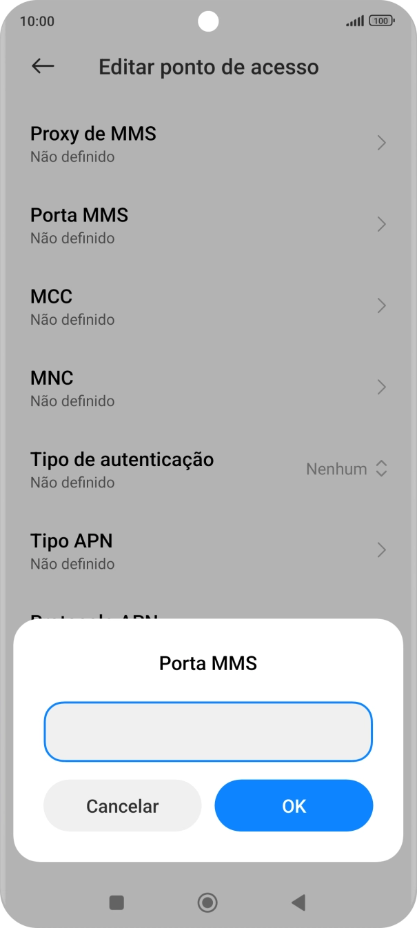 Introduza 80 e prima OK.