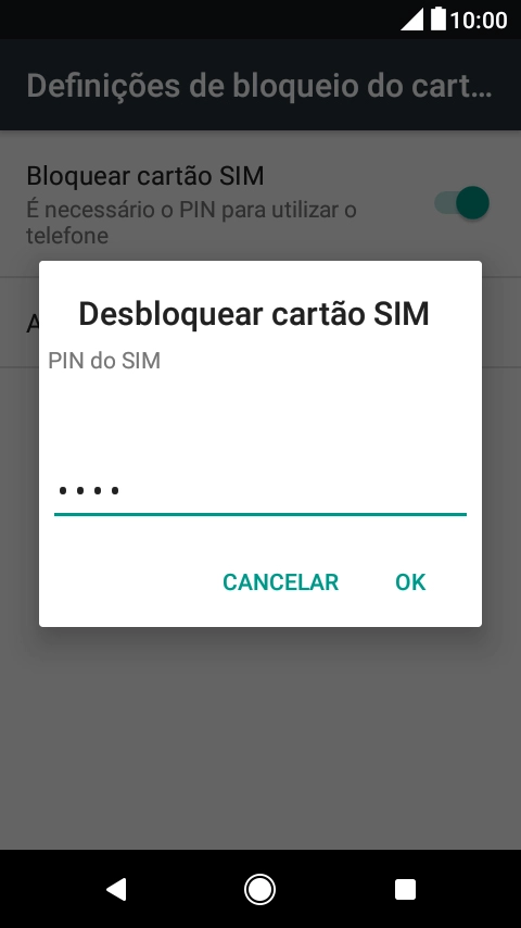 Introduza o seu código PIN e prima OK.
