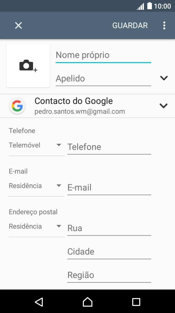 Prima Nome próprio e introduza o nome próprio.